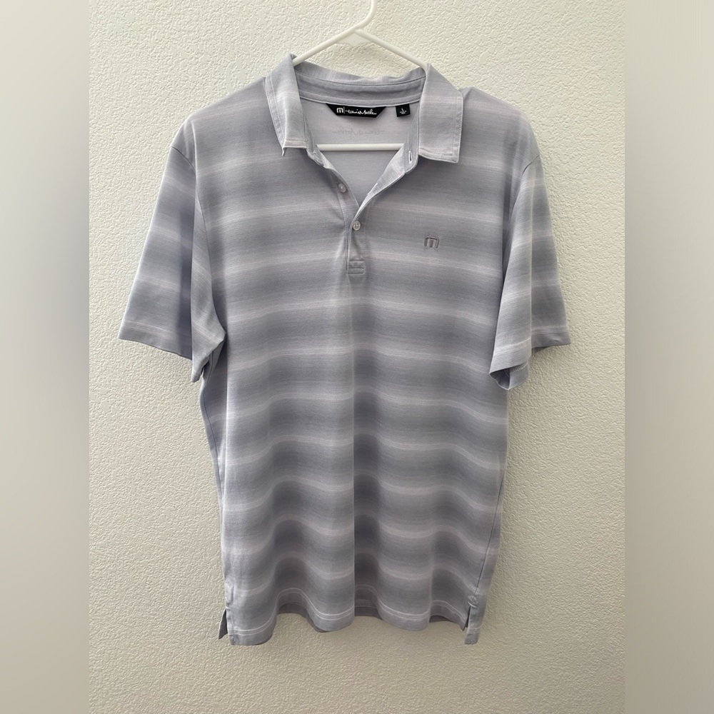 Travis Mathew EUC Men's Gray Striped Polo Shirt size L